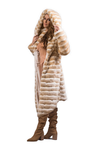 Women's Desert Warrior Coat in "Toasted Marshmallow" Chinchilla