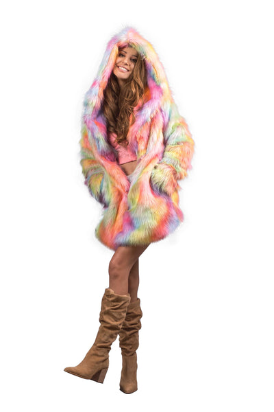 Women's Short Desert Warrior Coat in "Rainbow Sherbet"