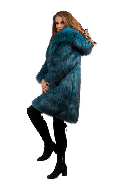 Women's Short Playa Coat in "Teal Ostrich"