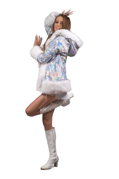 Women's Petite Playa Coat in "White Disco"