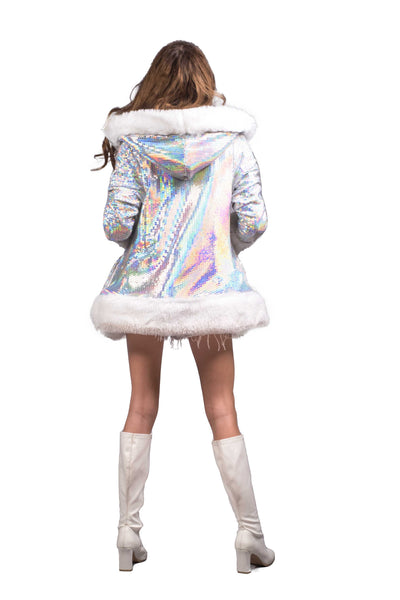 Women's Petite Playa Coat in "White Disco"